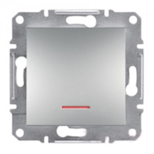 Выключатель кнопочный с подсветкой ASFORA алюминий EPH1600161